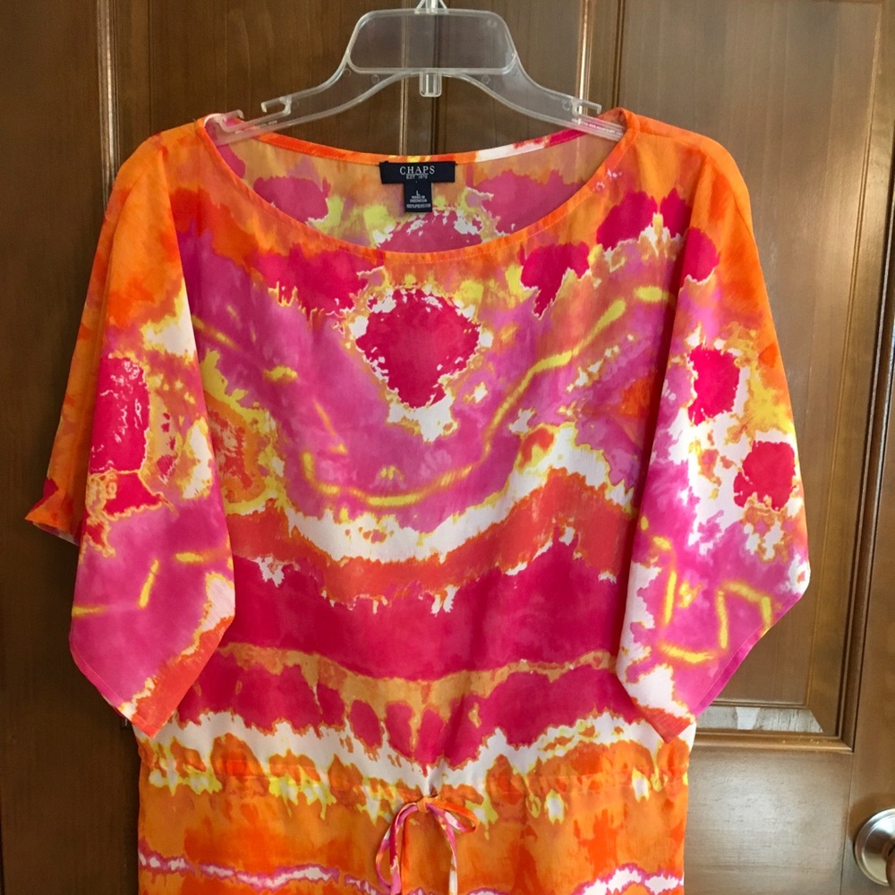 Chaps semi sheer blouse with draw string at waist